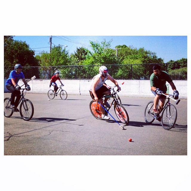 Tried my hand at #bikepolo today #bostonbikepolo